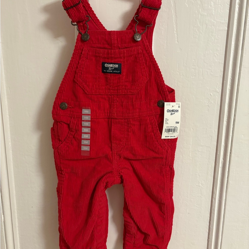 NWT OshKosh B'gosh Bright Red Baby Overalls